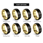 font options for inside engraving on black & gold walking cat halo rings