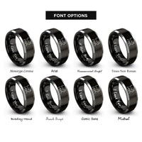 font options for inside engraving on black & silver walking cat halo rings