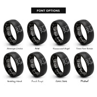 font options for inside engraving on black walking cat halo rings