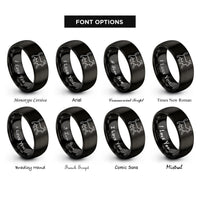font options for inside engraving on black walking cat halo rings