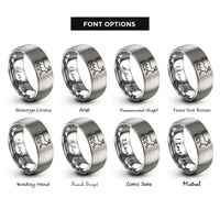 font options for inside engraving on silver walking cat halo rings