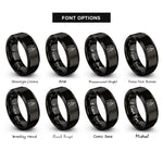 font options for inside engraving on black walking hands rings