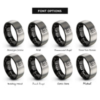 font options for inside engraving on black & silver walkman cassette player rings