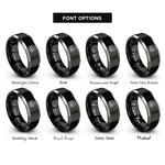 font options for inside engraving on black & grey walkman cassette player rings