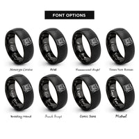 font options for inside engraving on black walkman cassette player rings