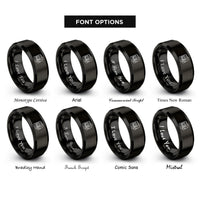 font options for inside engraving on black walkman cassette player rings