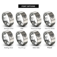 font options for inside engraving on gray wall panel rings