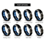 font options for inside engraving on black & blue & grey walrus rings