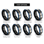 font options for inside engraving on black & blue & grey walrus rings