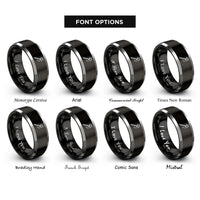 font options for inside engraving on black & silver wand rings