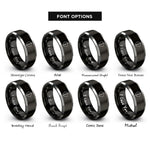 font options for inside engraving on black & gray wand rings