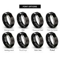 font options for inside engraving on black & gray wand rings