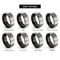 font options for inside engraving on black & silver wand rings