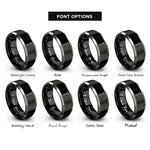 font options for inside engraving on black & grey wand rings