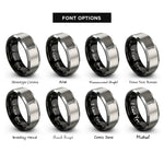 font options for inside engraving on black & grey wand rings