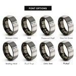 font options for inside engraving on gunmetal & silver wand rings