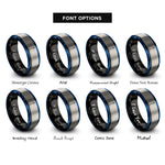 font options for inside engraving on black & blue & grey wands rings