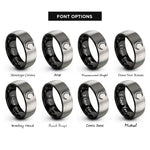 font options for inside engraving on black & grey waning crescent rings