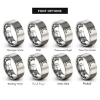 font options for inside engraving on gray waning crescent rings