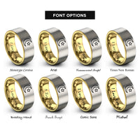 font options for inside engraving on gold & silver waning crescent star rings