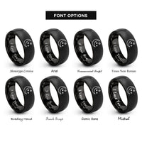 font options for inside engraving on black waning crescent stars rings