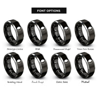 font options for inside engraving on black & silver waning gibbous rings