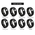 font options for inside engraving on black waning gibbous rings
