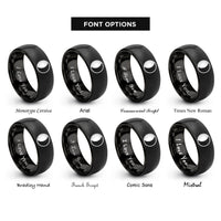 font options for inside engraving on black waning gibbous rings