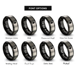 font options for inside engraving on black & gray waning gibbous circle rings