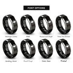 font options for inside engraving on black & gray waning gibbous circle rings