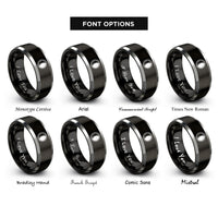 font options for inside engraving on black & gray waning gibbous circle rings