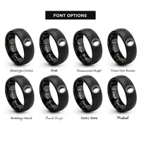 font options for inside engraving on black waning gibbous circle rings