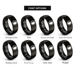 font options for inside engraving on black waning gibbous circle rings
