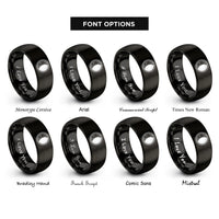 font options for inside engraving on black waning gibbous circle rings