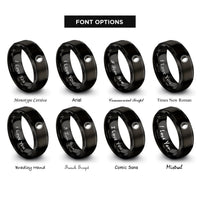 font options for inside engraving on black waning gibbous circle rings