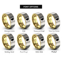 font options for inside engraving on gold & gray waning gibbous circle rings