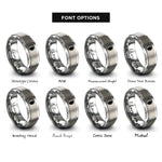 font options for inside engraving on grey waning gibbous circle rings