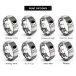 font options for inside engraving on silver waning gibbous rings