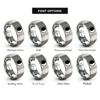 font options for inside engraving on silver waning gibbous rings