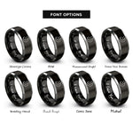 font options for inside engraving on black & gray waning gibbous stars rings