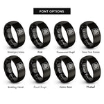 font options for inside engraving on black warehouse rings