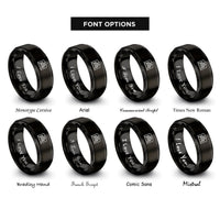 font options for inside engraving on black warehouse rings