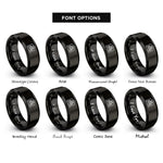 font options for inside engraving on black warehouse rings