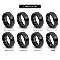 font options for inside engraving on black warehouse rings
