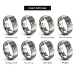 font options for inside engraving on grey warehouse rings