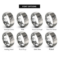 font options for inside engraving on grey warehouse rings