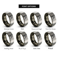 font options for inside engraving on gunmetal & grey warehouse rings