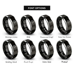 font options for inside engraving on black & silver warmblood rings