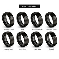 font options for inside engraving on black warmblood rings