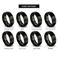 font options for inside engraving on black warning triangle rings